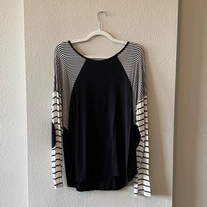 Striped Black & White Long Sleeve Blouse